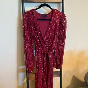 Sequin Sleeved wrap dress